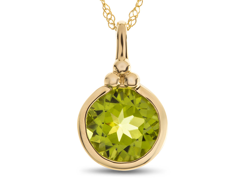 FJC Finejewelers 8mm Round Bezel Set Peridot Pendant Necklace - Chain Included