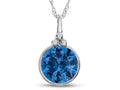 FJC Finejewelers 8mm Round Bezel Set Simulated Aquamarine Pendant Necklace - Chain Included