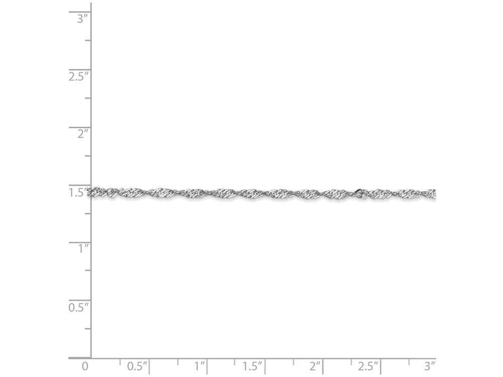 FJC Finejewelers 9 Inch 14k White Gold 1.7mm Singapore Chain Ankle Bracelet (Smaller Ankles)