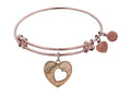 Angelica Collection Antique Pink Stipple Finish Brass Heart With mom And Open Heart Expandable Bangle