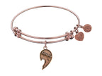 Angelica Collection Antique Pink Stipple Finish Brass Right-half Heart sisters Expandable Bangle