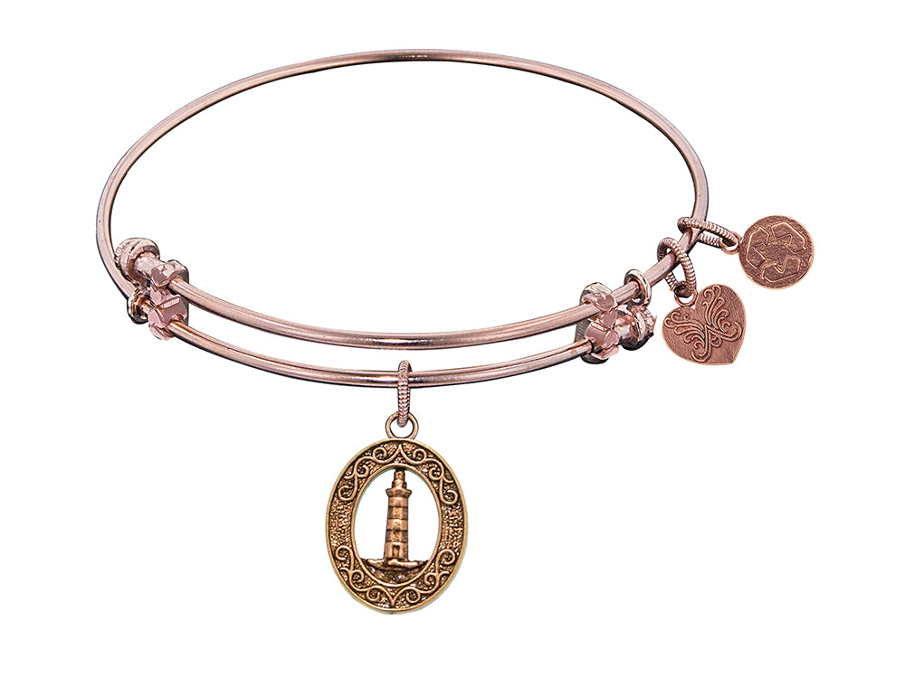 Angelica Collection Antique Pink Stipple Finish Brass lighthouse Expandable Bangle