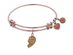 Angelica Collection Antique Pink Stipple Finish Brass Left-half Heart Best Friends Forever bff Expandable Bangle