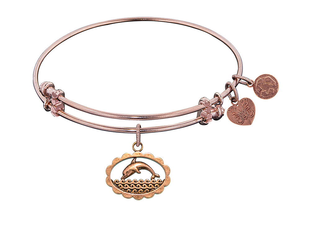 Angelica Collection Antique Pink Smooth Finish Brass dolphin Expandable Bangle