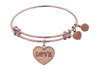 Angelica Collection Non-antique Pink Stipple Finish Brass love W/paw Expandable Bangle