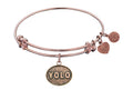 Angelica Collection Antique Pink Stipple Finish Brass you Only Live Once Expandable Bangle