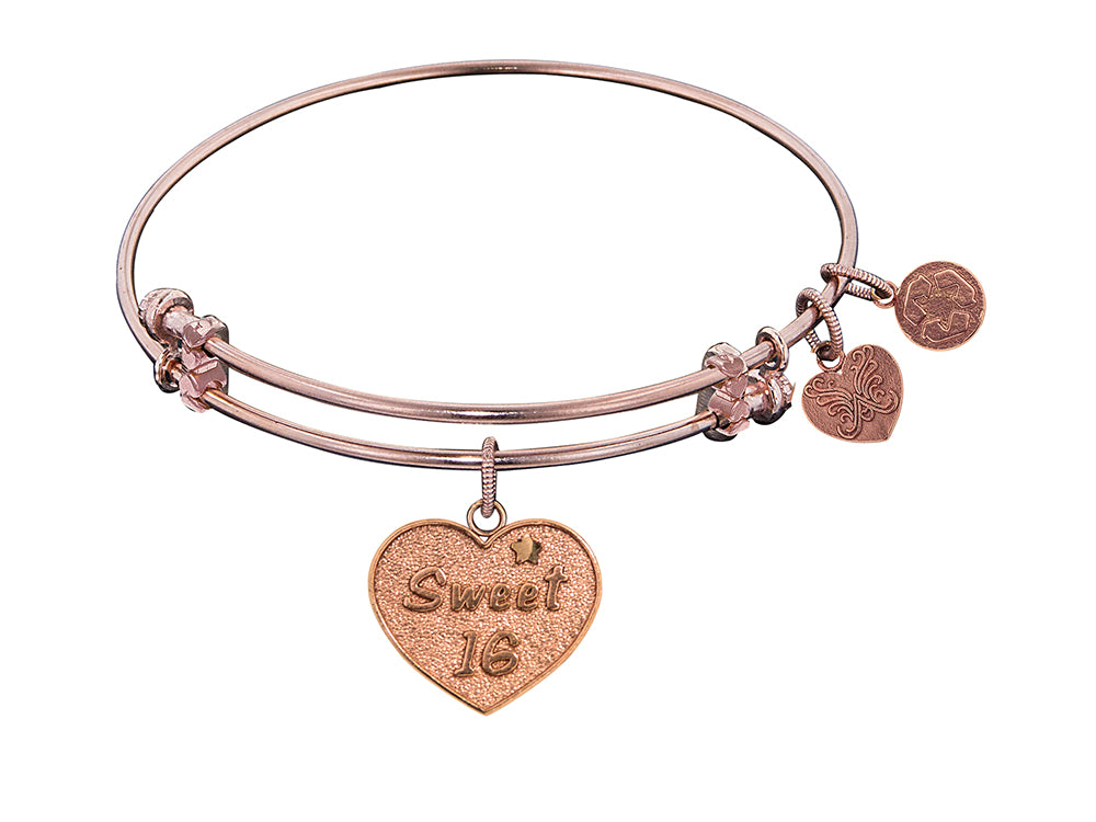 Angelica Collection Non-antique Pink Stipple Finish Brass sweet 16  Expandable Bangle