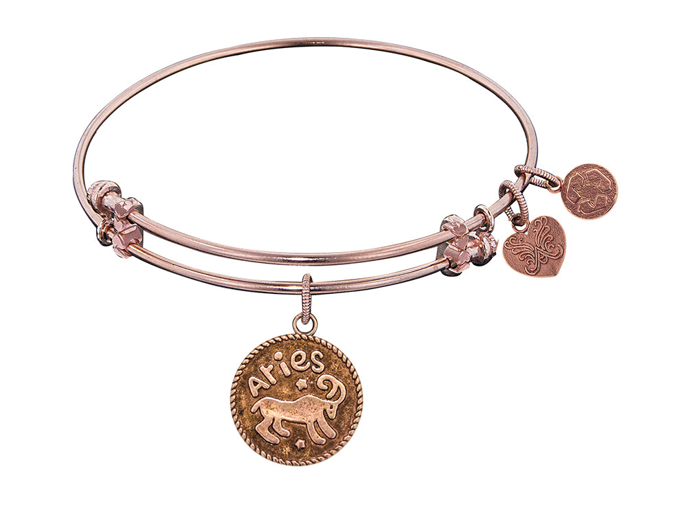 Angelica Collection Antique Pink Smooth Finish Brass aries-march Expandable Bangle