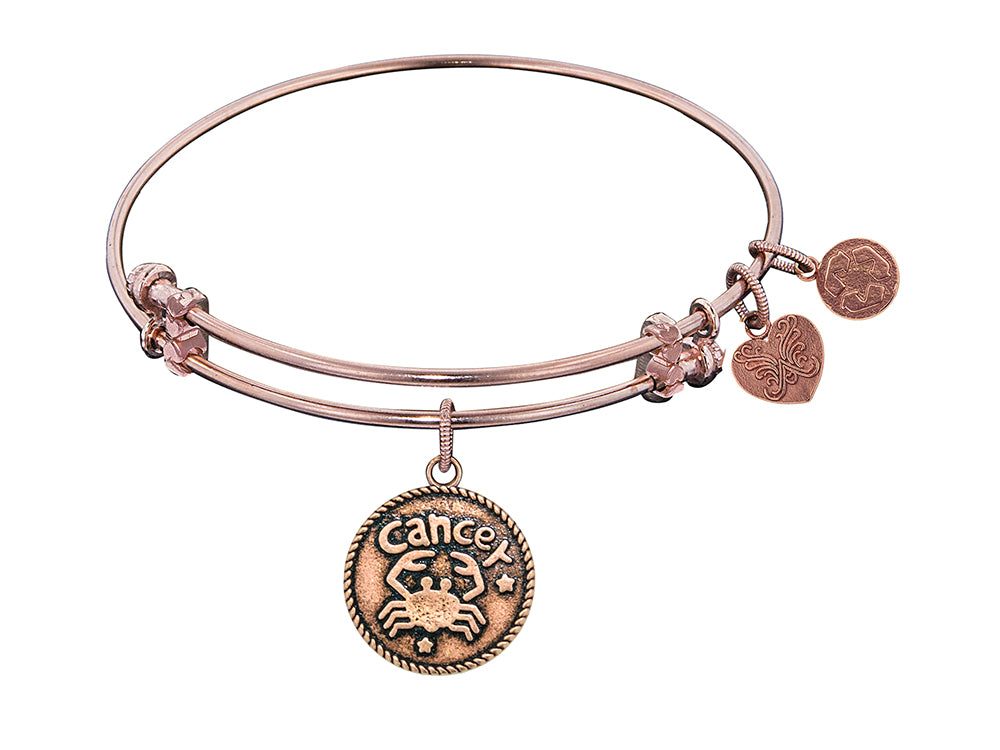 Angelica Collection Antique Pink Smooth Finish Brass cancer-june Expandable Bangle