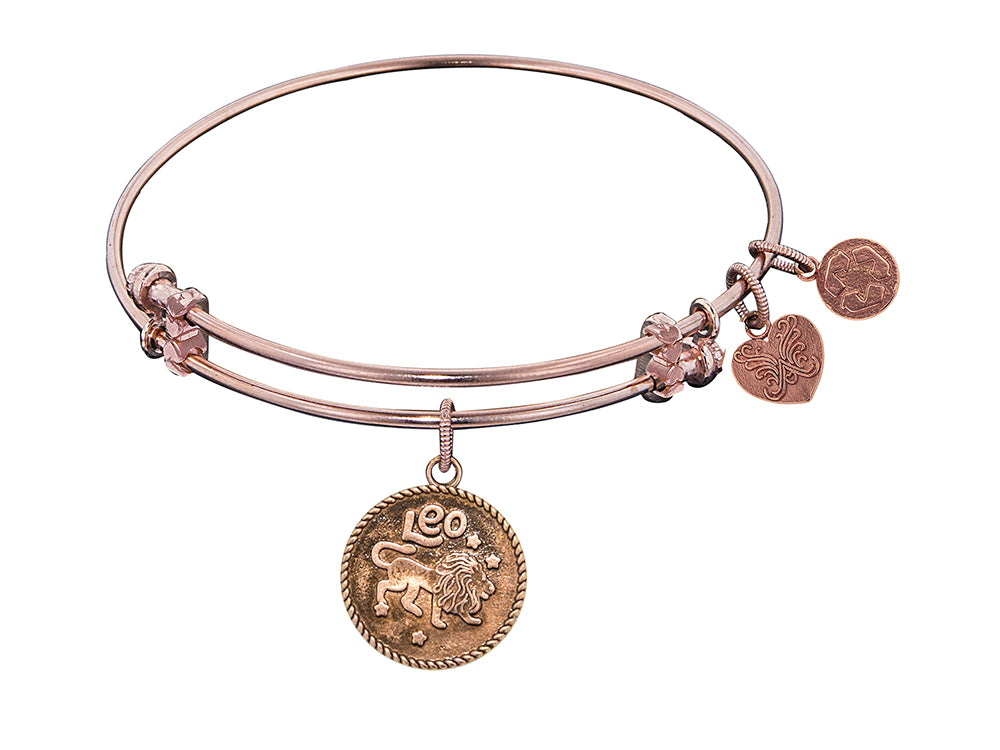 Angelica Collection Antique Pink Smooth Finish Brass leo-july Expandable Bangle