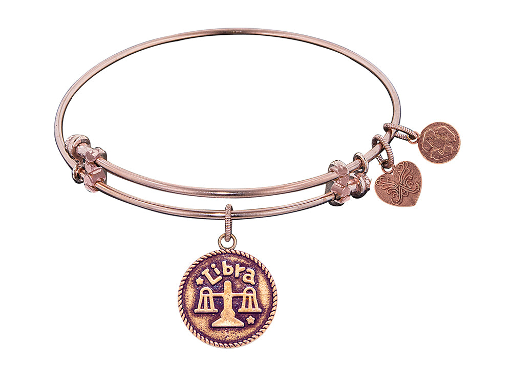 Angelica Collection Antique Pink Smooth Finish Brass libra-september Expandable Bangle
