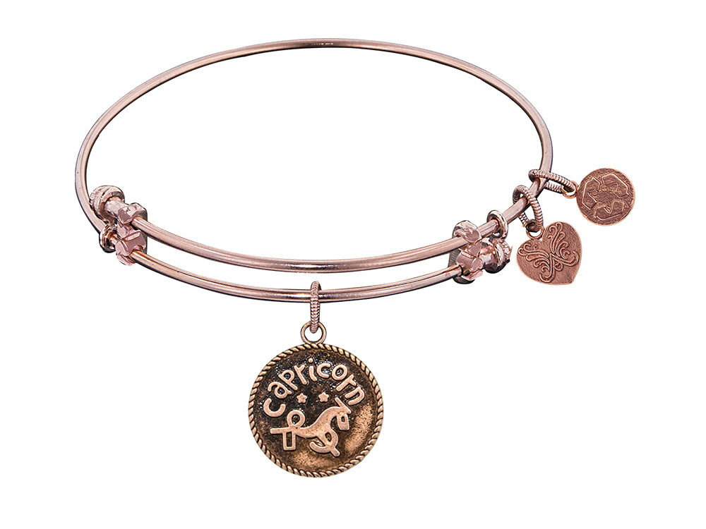 Angelica Collection Antique Pink Smooth Finish Brass capricorn- -december Expandable Bangle
