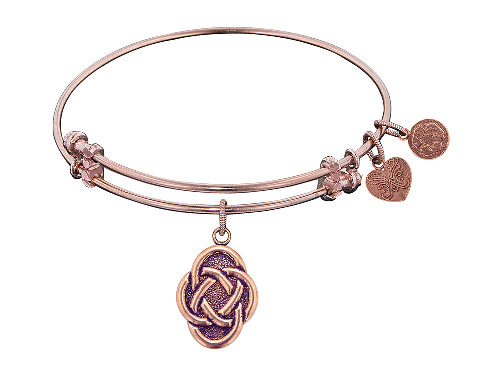 Angelica Collection Antique Pink Stipple Finish Brass celtic Oval Knot Expandable Bangle