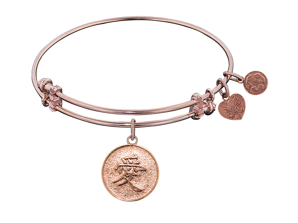 Angelica Collection Non-antique Pink Stipple Finish Brass chinese Love Expandable Bangle