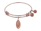 Angelica Collection Non-antique Pink Smooth Finish Brass cross In Oval Expandable Bangle