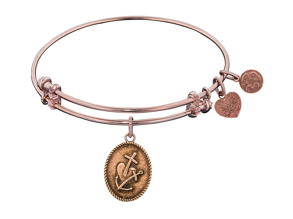 Angelica Collection Antique Pink Smooth Finish Brass faith, Hope, Charity Expandable Bangle