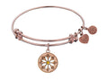 Angelica Collection Non-antique Pink Stipple Finish Brass Enamel daisy Flower Expandable Bangle