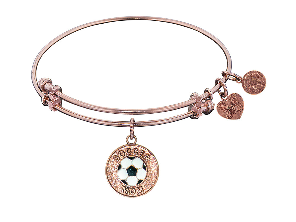Angelica Collection Non-antique Pink Stipple Finish Brass With Enamel soccer Mom Expandable Bangle