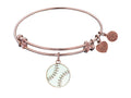 Angelica Collection Non-antique Pink Stipple Finish Brass With Enamel baseball Expandable Bangle