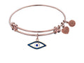 Angelica Collection Non-antique Pink Stipple Finish Brass With Enamel evil Eye Expandable Bangle