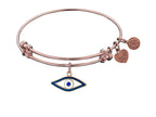 Angelica Collection Non-antique Pink Stipple Finish Brass With Enamel evil Eye Expandable Bangle