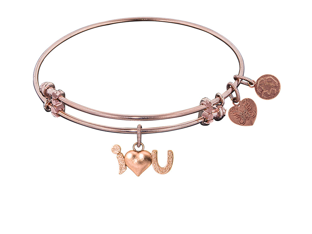 Angelica Collection Non-antique Rose Stipple Finish Brass i-heart-u Expandable Bangle