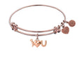 Angelica Collection Non-antique Rose Stipple Finish Brass i-heart-u Expandable Bangle