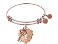 Angelica Collection Non-antique Rose Stipple Finish Brass key To My Heart Expandable Bangle