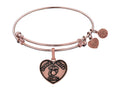 Angelica Collection Brass with Pink Finish Proud Wife U.S. Marine Corps Heart Shaped Expandable Bangle