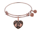 Angelica Collection Brass with Pink Finish Proud Wife U.S. Marine Corps Heart Shaped Expandable Bangle