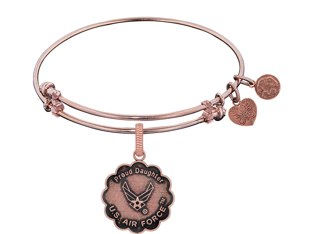 Angelica Collection Brass with Pink Finish Proud Daughter U.S. Air Force Expandable Bangle