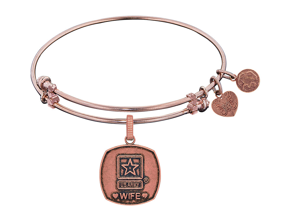 Angelica Collection Brass with Pink Finish U.S. Army Wife Expandable Bangle