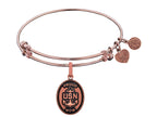 Angelica Collection Brass with Pink Finish Proud Mom U.S. Navy Oval Expandable Bangle