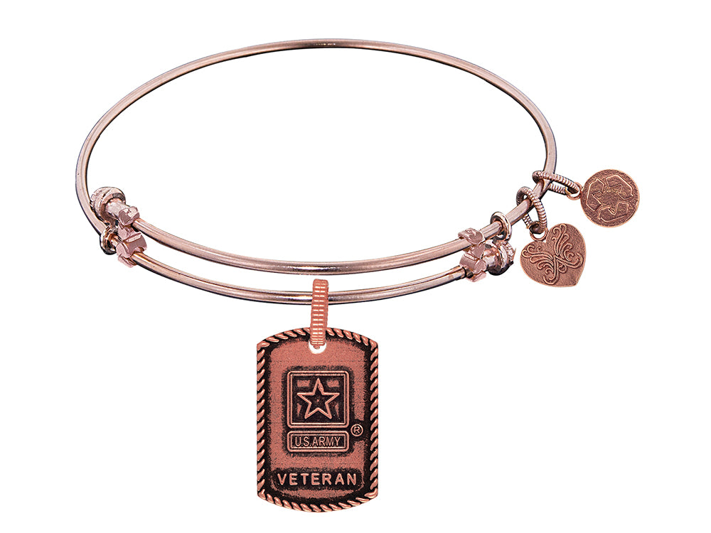Angelica Collection Brass with Pink Finish U.S. Army Veteran Expandable Bangle