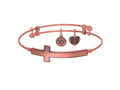 Angelica Collection Brass with Pink Finish Sideways Cross Expandable Bangle