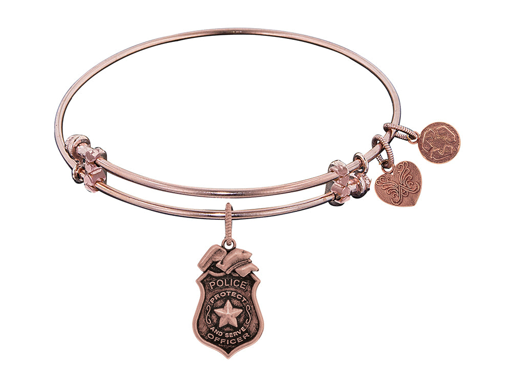 Brass Pink Finish Police Charm On Pink Angelica Collection Bangle