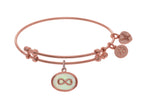 Brass With Pink Finish Charm On White Angelica Collection Bangle Infinity On Created Mother Of Pearl