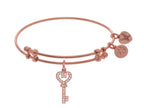 Brass With Pink Key Charm With CZ On Pink Angelica Collection Bangle