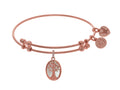 Brass With Pink Tree Of Life On Mop - Oval Charm On Pink Angelica Collection Bangle