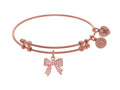 Brass With Pink Bow Charm With CZ On Pink Angelica Collection Bangle