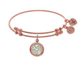 Brass With Pink Tree Of Life On Created Mop Round Charm On Pink Angelica Collection Bangle