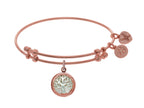Brass With Pink Tree Of Life On Created Mop Round Charm On Pink Angelica Collection Bangle
