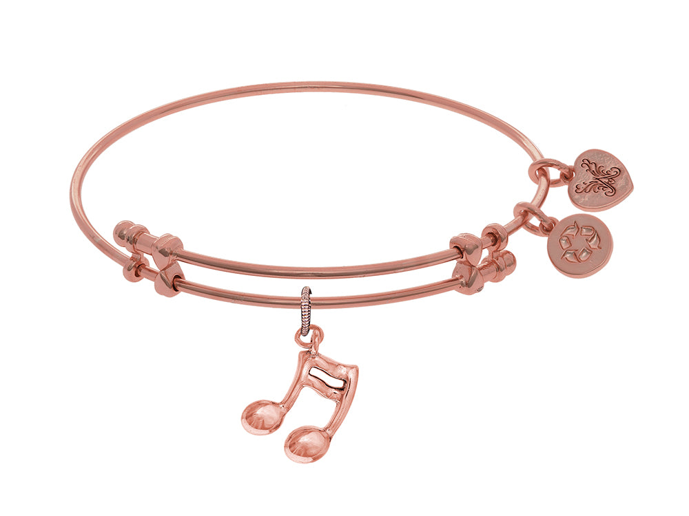 Brass With Pink Music Sign Charm On Pink Angelica Collection Bangle
