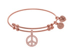 Brass With Pink Peace Charm With CZ On Pink Angelica Collection Bangle
