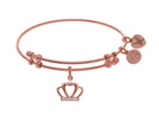 Brass With Pink CZ Crown Charm On Pink Angelica Collection Ba Ngle
