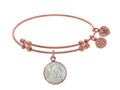 Brass With Pink Round Angel Charm With Created Mop On Pink Angelica Collection Bangle