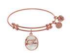 Brass With Pink Oval Grand Mother Charm With Created Mop On Pink Angelica Collection Bangle