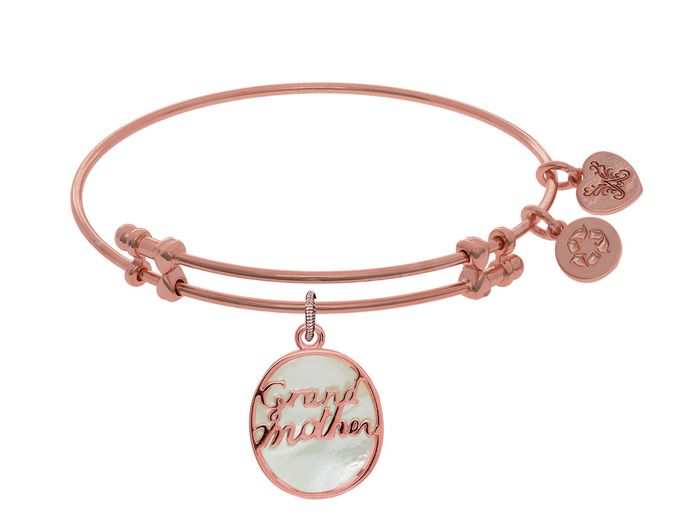 Brass With Pink Oval Grand Mother Charm With Created Mop On Pink Angelica Collection Bangle
