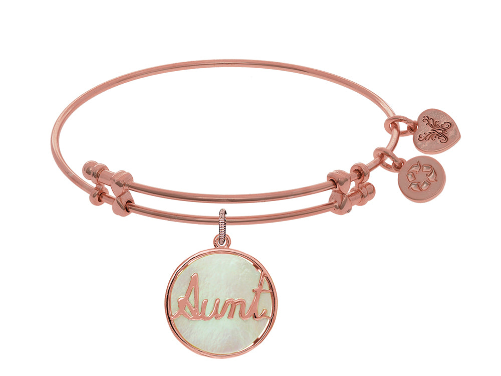 Brass With Round Aunt With Created Mop On Pink Angelica Collection Bangle