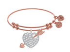 Brass With Pink Finish Charm On Pink Angelica Collection Bangle